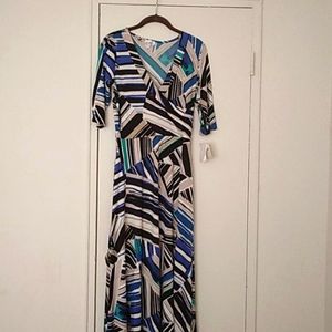 Faux Wrap Multi color Maxi dress NEW WITH TAGS